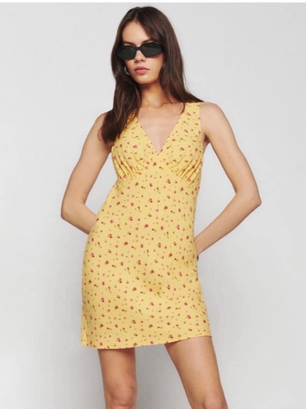 Reformation Dress Floral Mini Dress Yellow & Pink Size XL